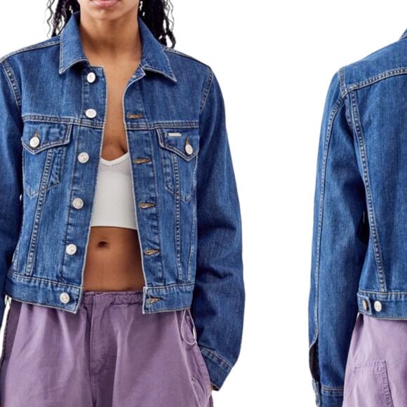 BDG Urban Outfitters Blue 100% Cotton Denim Trucker Jacket - Size M - Picture 4 of 5